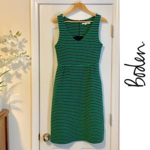 Boden 8 long Green and Navy sheath dress